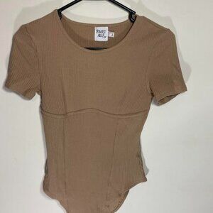 Princess Polly Ribbed Knit Short Sleeved Bodysuit
